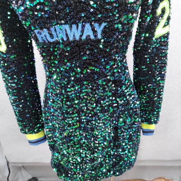 Sequin Runway Long Sleeve Dress By Shane Justin - Picture 11 of 13